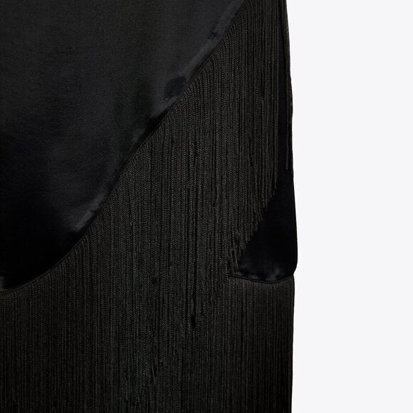 ZARA  Black Fringed Slip Dress New - Picture 6 of 7